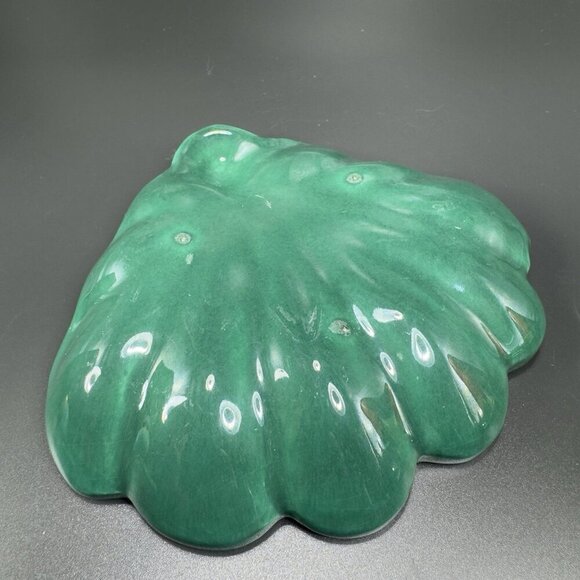 Hand Made USA Pottery Stoneware Green Shell Dish Soap Holder Trinket Dish VTG - Picture 11 of 12